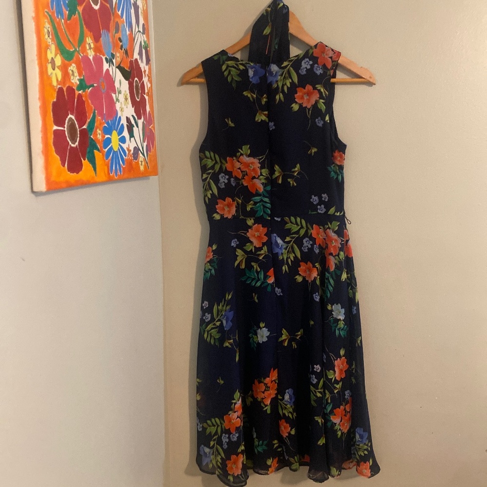 Navy blue floral dress